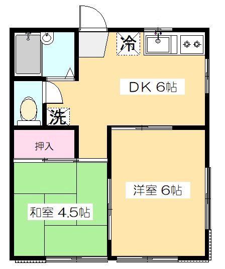 二葉荘(2DK/1階)の間取り写真