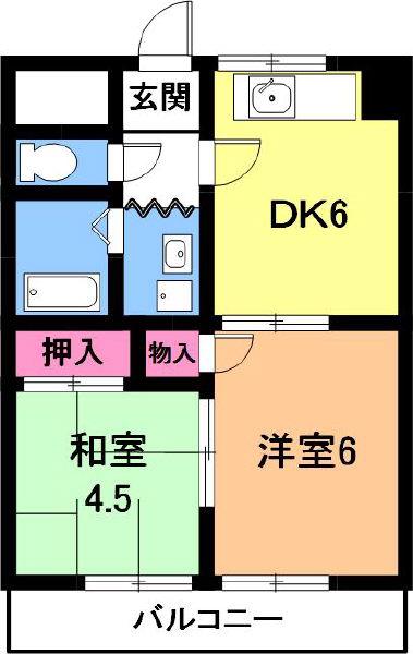 コーポ八田(2DK/2階)の間取り写真