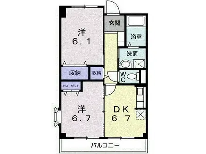 リンデンホーフ(2DK/3階)の間取り写真