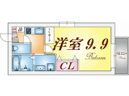 エヌエムサンカンテキャトフ B棟(1K/3階)の間取り写真