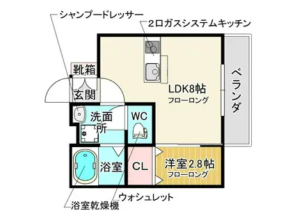 豊中市待兼山町PJ(1LDK/2階)の間取り写真