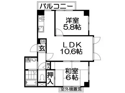 SHOEIマンション(2LDK/4階)の間取り写真