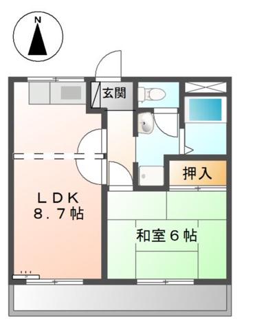 タクミハイツ93(1LDK/2階)の間取り写真