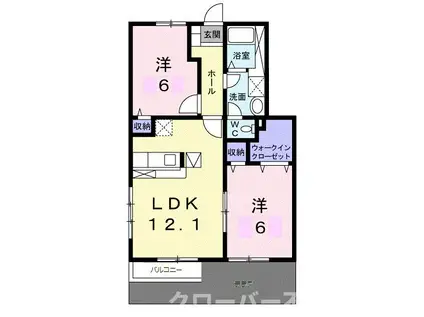 ヴィラージュI(2LDK/1階)の間取り写真