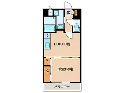 ヒット砂津BLD(1LDK/5階)の間取り写真