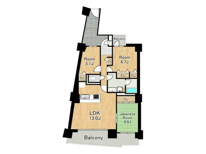 ベイシティ大阪センタープラザ(3LDK/17階)の間取り写真