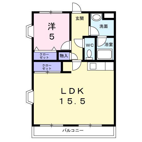 エステート領家(1LDK/3階)の間取り写真