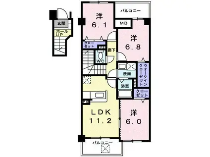 レガリア東名(3LDK/2階)の間取り写真