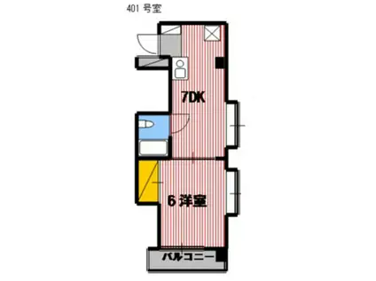 レジデンス古田(1DK/4階)の間取り写真
