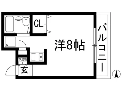 ハイツ天神(ワンルーム/3階)の間取り写真