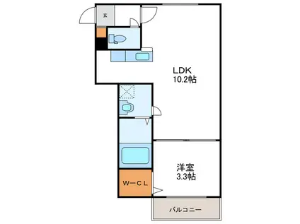 GIULIA196 ジュリア196(1LDK/2階)の間取り写真