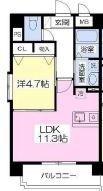 フォレストトップ大津(1LDK/6階)の間取り写真