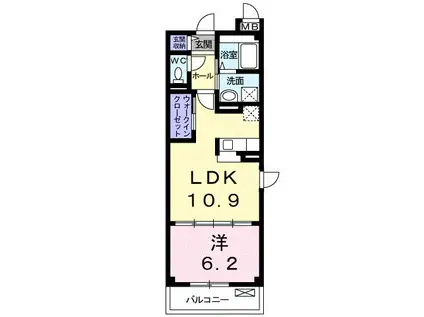 プロスパーさくら(1LDK/4階)の間取り写真