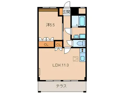 リラハウス(1LDK/1階)の間取り写真