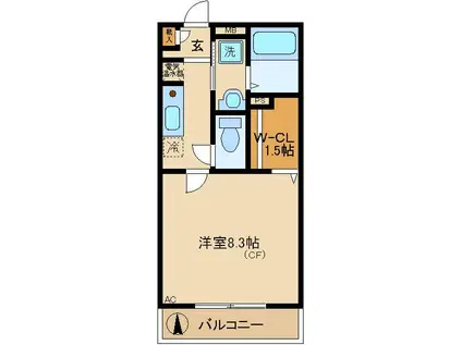 ドリーバーデン(1K/3階)の間取り写真