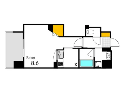 フリートフォル・ヴィラ(1K/2階)の間取り写真