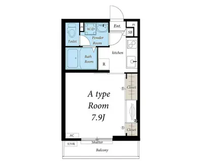 リブリレクラン(1K/2階)の間取り写真