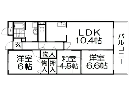 メゾンS&T(3LDK/3階)の間取り写真