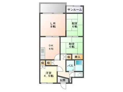 ASHIビル(4DK/6階)の間取り写真