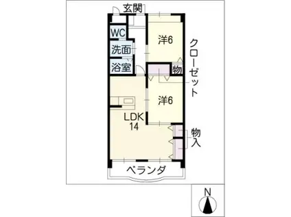 グランデージKT(2LDK/1階)の間取り写真