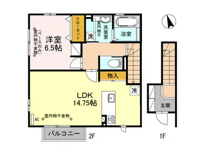 LIEBE(1LDK/2階)の間取り写真