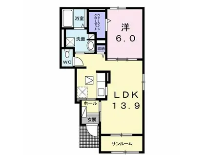 アオ アクア II(1LDK/1階)の間取り写真