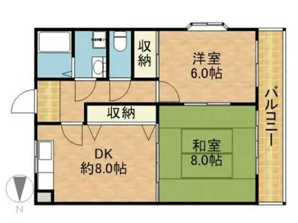 ハイツニシタニ(2DK/2階)の間取り写真