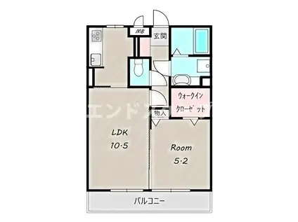 スクエア C(1LDK/2階)の間取り写真