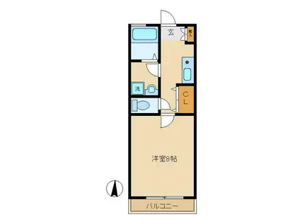 フォルムフェルト目黒(1K/1階)の間取り写真