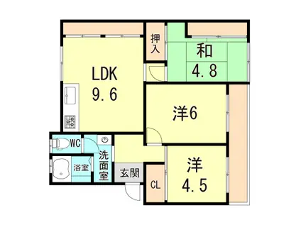 高倉台2丁目2団地11号棟(3LDK/3階)の間取り写真