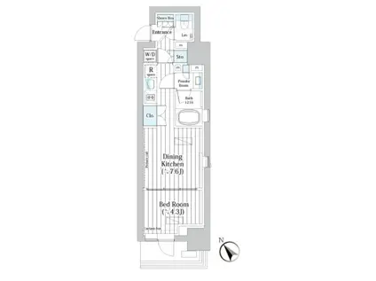 ライオンズフォーシア築地ステーション(1DK/5階)の間取り写真