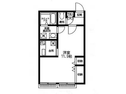 マストC(1K/2階)の間取り写真