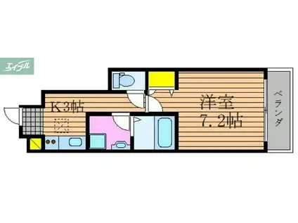 トスカ北方B棟(1K/1階)の間取り写真