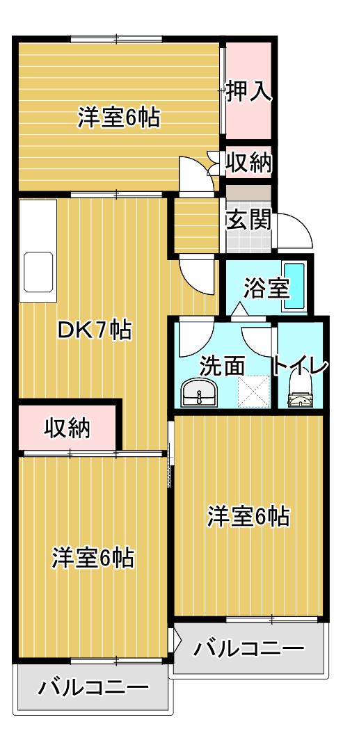 ロイヤルパレス深良(3DK/2階)の間取り写真