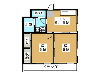 かいづかファミリア1(2LDK/1階)の間取り写真