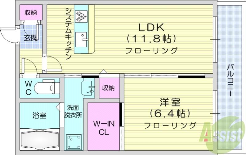 VIVO CASA(1LDK/3階)の間取り写真