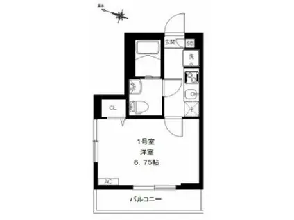 ハイツユー(1K/2階)の間取り写真