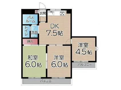 コーポシーダ―(3DK/2階)の間取り写真