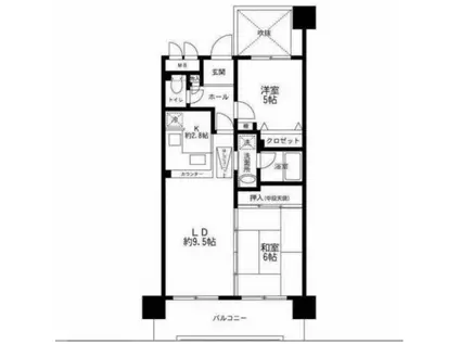 ロータリーマンション西大津I番館(2LDK/14階)の間取り写真