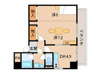 エル・カスティージョワカヤマ(2DK/9階)の間取り写真