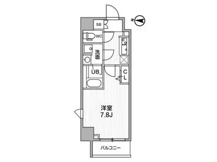 ALTERNA亀戸II(1K/6階)の間取り写真