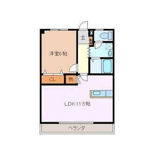 コーキア富洲原(1LDK/3階)の間取り写真