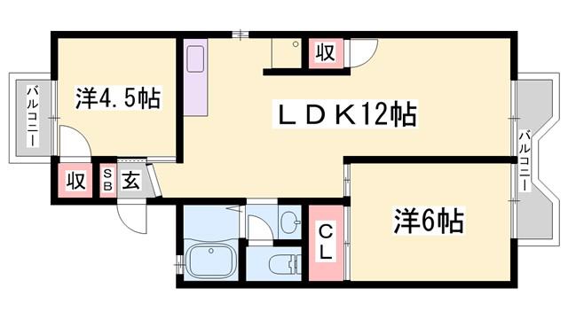 パレーシャル御立(2LDK/2階)の間取り写真
