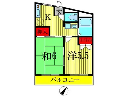 クレストパレス(2K/6階)の間取り写真