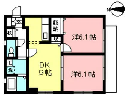 HEBEL・N(2DK/2階)の間取り写真