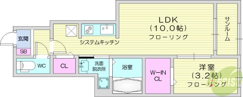 GRACE NATORI(1LDK/1階)の間取り写真