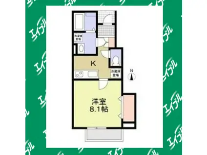 アールズコート豊明(1K/1階)の間取り写真