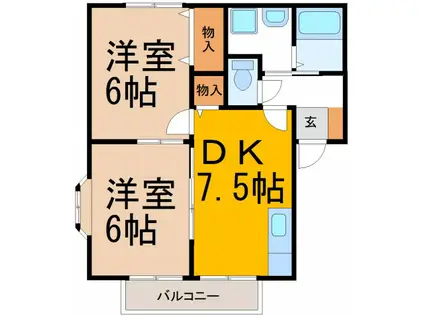 ソレジオ・S(2DK/2階)の間取り写真