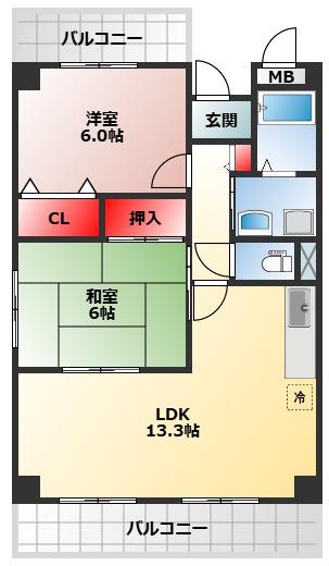 メゾンプルミエ(2LDK/1階)の間取り写真