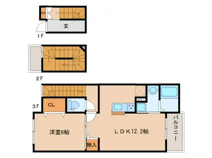 グラン シャリオII(1LDK/3階)の間取り写真